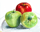 watercolor still life  of apples 