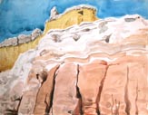 watercolor yellow  top cliffs, santa fe
