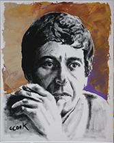 portrait painting of leonard cohen