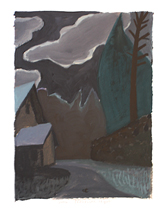 cabins landscape painting